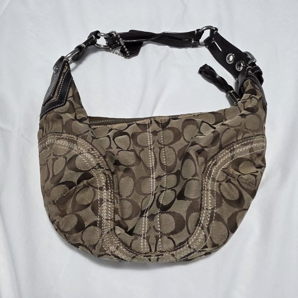 Coach Brown Patterned Hobo Bag